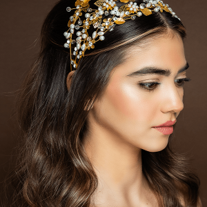 Floral Goddess Triplet Gold Headpiece